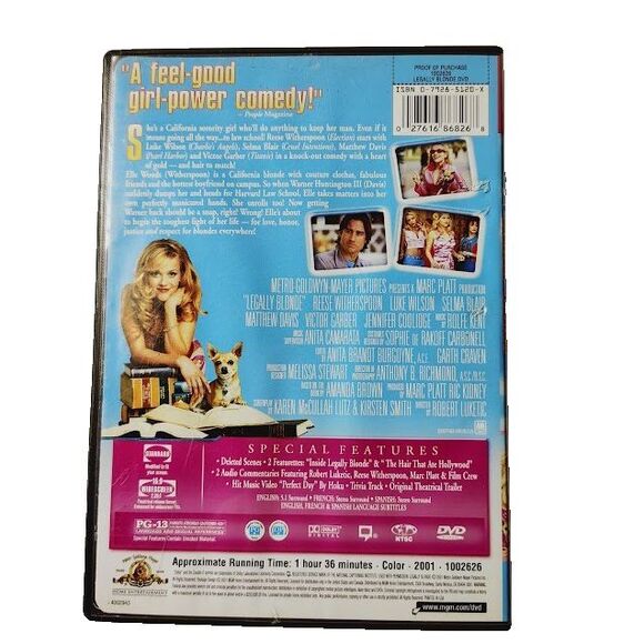 Legally Blonde DVD 2001 Movie Reese Witherspoon Comedy PG 13 - Picture 2 of 3